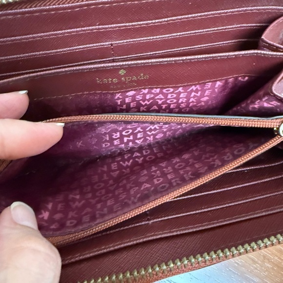 Kate Spape Burgundy Wallet Neda Newberry Lane Saffiano Leather - Picture 13 of 15